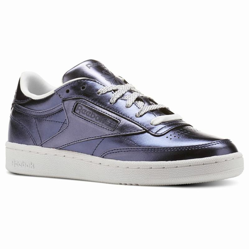 Reebok Club C 85 S Shine Tenisky Damske - Kráľovská Modrá Tmavo Modre/Biele WU4651VG